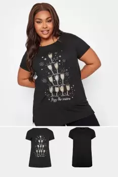 Image of 2 Pack Slogan Printed T-Shirt
