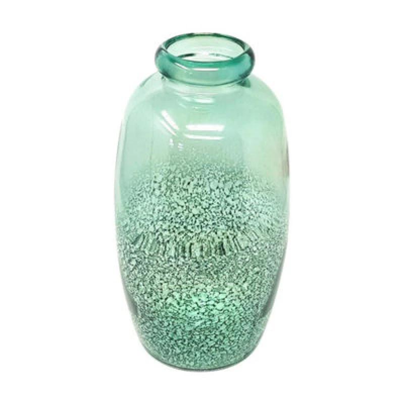 Image of Verano Spanish Ceramics Recycled Glass Rimma Clear Home Decor Medium Teardrop Vase (H) 35cm Teal unisex