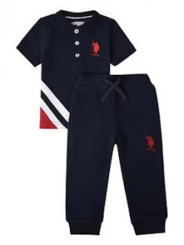 Image of U.S. Polo Assn. Toddler Boys Polo Shirt And Jog Set - Navy
