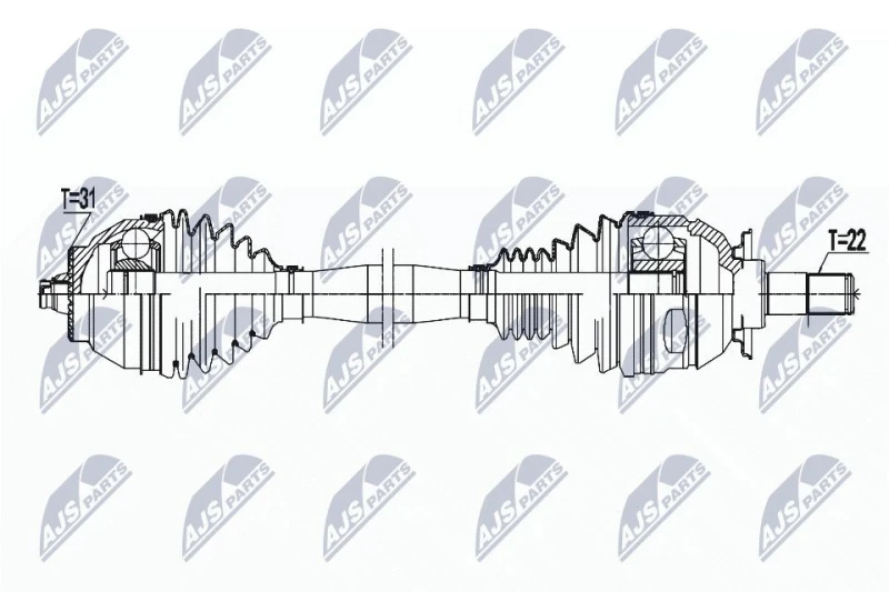 Image of NTY NPW-BM-184 Drive shaft Front Axle Right Drive Shaft (13)