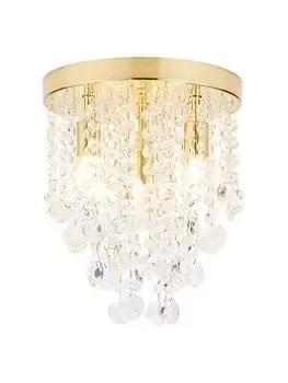 Image of Spa Celeste 4 Light Flush Ceiling Light Crystal Glass and Satin Brass