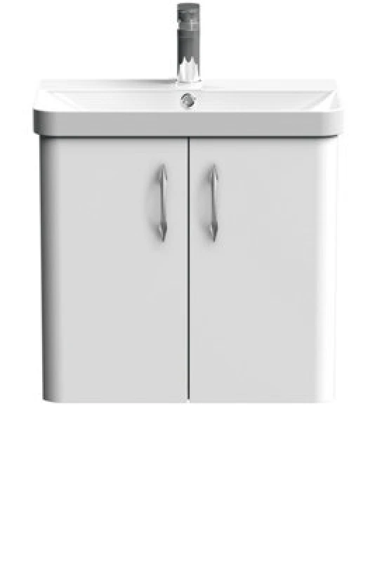 Image of Balterley Wall Hung 2 Door Vanity Basin Unit Gloss White D Shape Handles 600mm White
