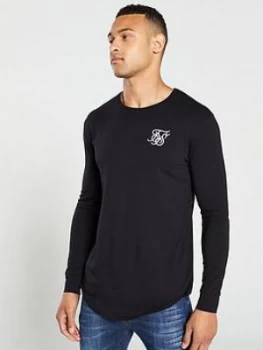 image of SikSilk Long Sleeved Gym T-Shirt - Black, Size XL, Men