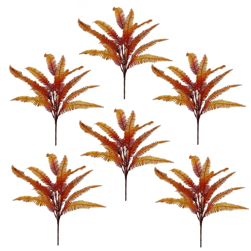 Image of Leaf 6 x 55cm Artificial Autumn Fern Bush Plant