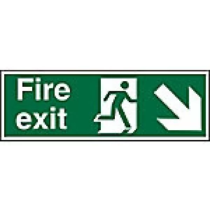 Image of Fire Exit Sign Down Right Arrow Vinyl 20 x 60 cm