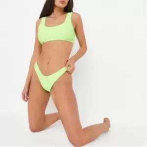 Missguided Tall High Leg Boomerang Bikini Bottoms - Green