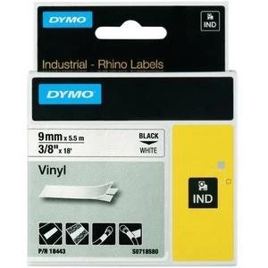 image of Dymo 18443 Black on White Label Tape 9mm x 5.5m