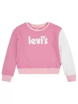Image of Levis Girls Meet And Greet Colorblock Sweatshirt - Wild Rose Pink, Size Age: 6 Years, Women