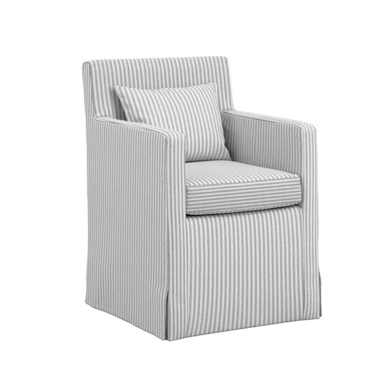 Image of Hettie Dining Chair, Grey Stripe Fabric