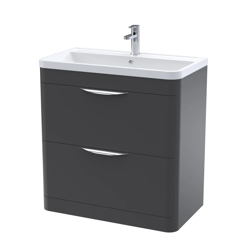 Image of Balterley Floor Standing 2 Drawer Vanity Unit Polymarble Basin Soft Black 800mm Black
