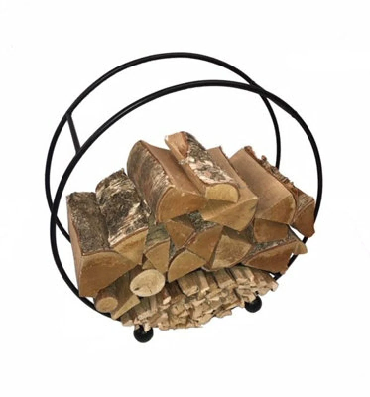 Image of Poppy Forge Log Basket Round - Steel - L22.9 X W64.8 X H66cm - Black