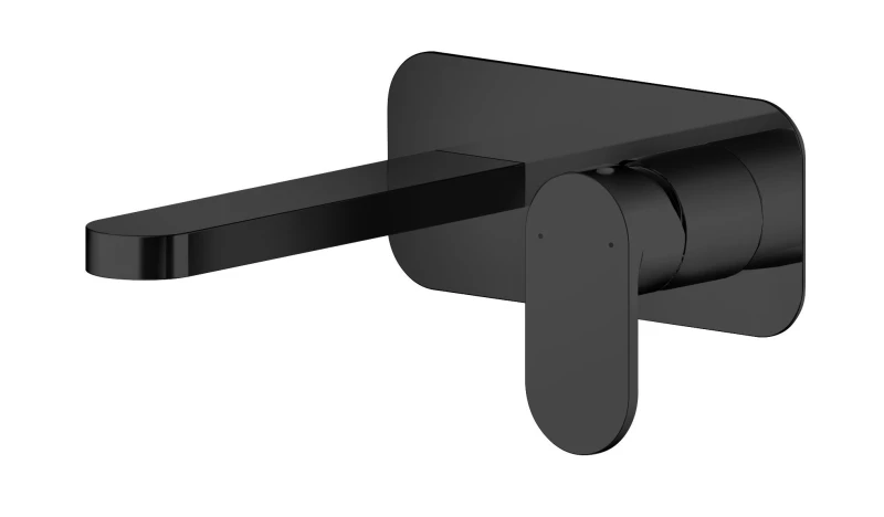 Image of Balterley Current Round Wall Mounted 2 Tap Hole Basin Mixer Tap - Matt Black Unisex