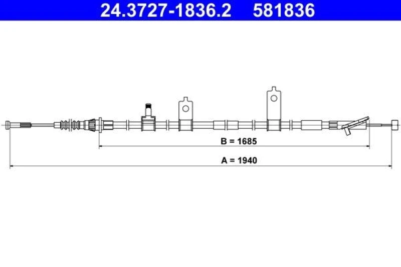 Image of ATE 24.3727-1836.2 Brake Cable 1940mm Cable,parking brake (124)