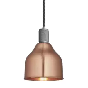 image of Industville Knurled Cone Pendant Light in Copper with Pewter Holder