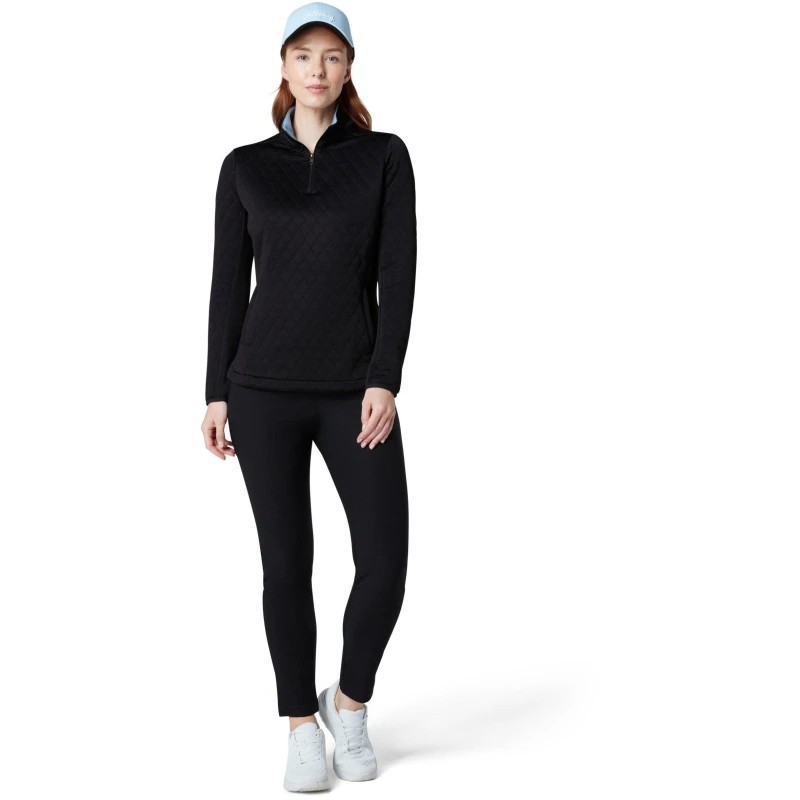 Image of Callaway Womens Long-Sleeve Performance Quilted Polo Shirt Caviar female 10 (S)