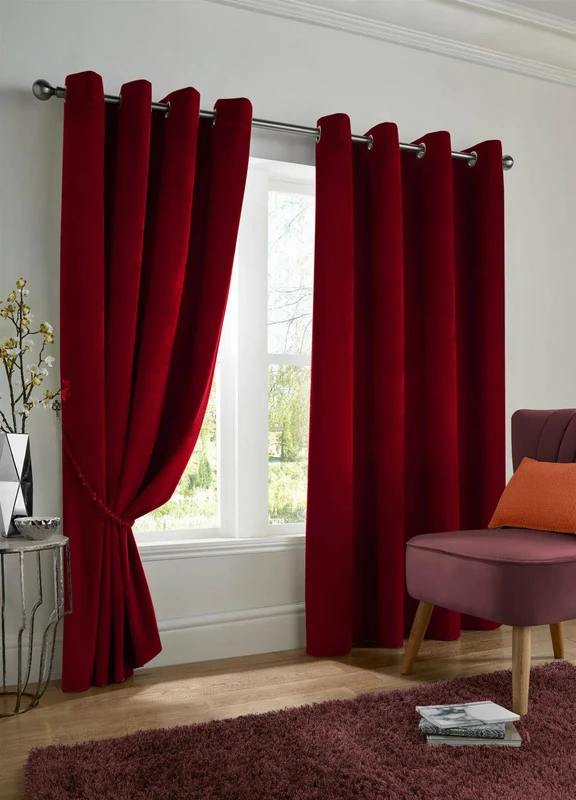 Image of Alan Symonds Velvet Blackout Ring Top Eyelet Curtains Blackout Curtains 229x183cm Green 39187715000
