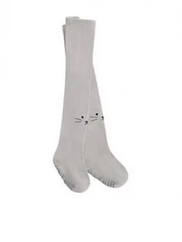 Mango Baby Girls Cat Face Tights - Grey