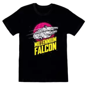 image of Star Wars Unisex Adult Millennium Falcon T-Shirt (M) (Black)