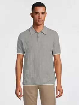 Image of Ted Baker Lytton Knitted Polo Shirt - Grey Marl, Size 2, Men