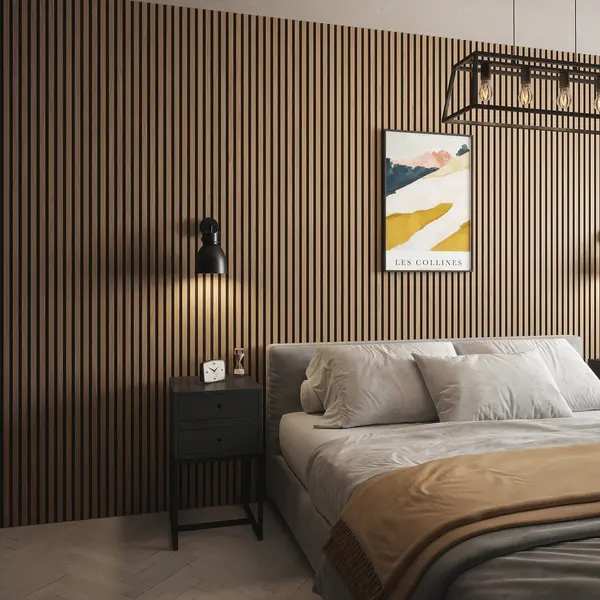 Image of Kraus Acoustic Panel 2400 x 572.5 x 19mm Natural Oak - 5 Panel Pack