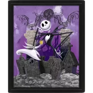 Image of Nightmare before Christmas Framed 3D Lenticular Poster Pack Graveyard 26 x 20cm (3)