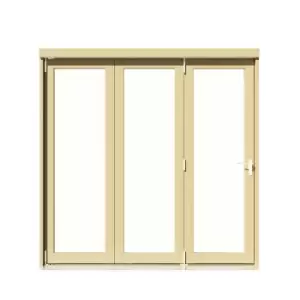 Image of Clear Fully Glazed Unfinished Softwood Clear Pine Veneer External 3 Bi-Fold Patio Door, (H)2090mm (W)2090mm