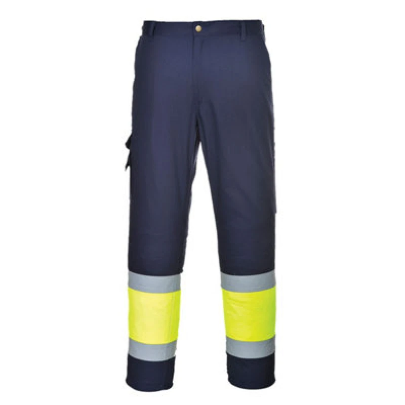Image of Portwest Hi Vis Two Tone Combat Trousers E049YNRXXXL Colour: Yellow / Navy