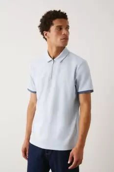 Image of Mens Premium Embroidered Zip Neck Polo