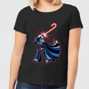 Image of Star Wars Candy Cane Darth Vader Womens Christmas T-Shirt - Black