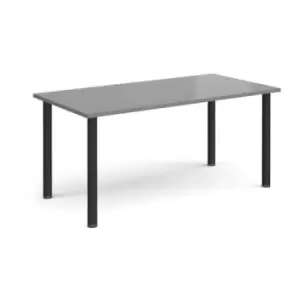 Image of Rectangular Black radial leg meeting table 1600mm x 800mm - onyx grey