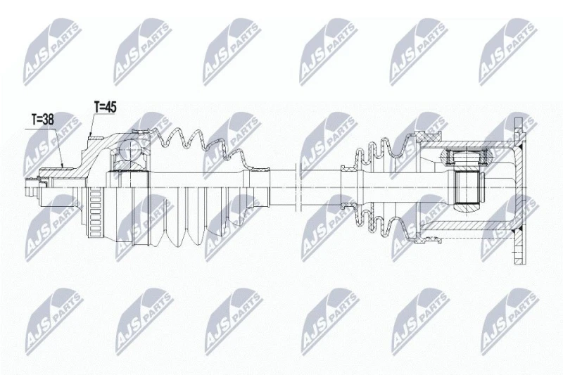 Image of NTY NPW-AU-029 Drive shaft Front Axle Left Drive Shaft (13)