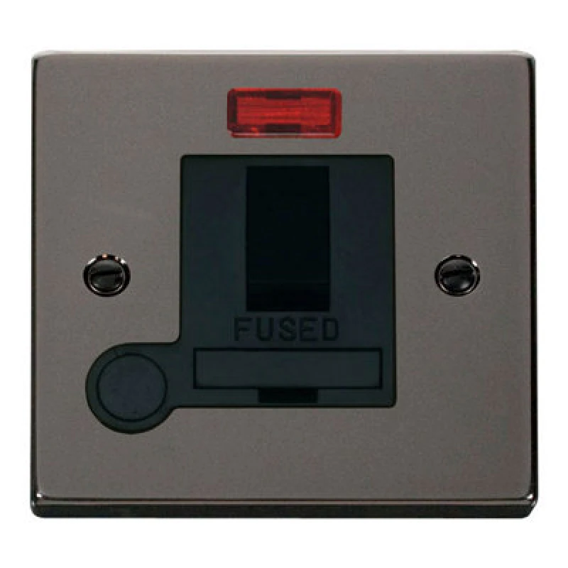 Image of SE Home Black Nickel 13A Fused Connection Unit Switched With Neon With Flex Black