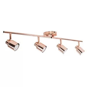 Image of Benton 4 Way Ceiling Spotlight Bar in Copper