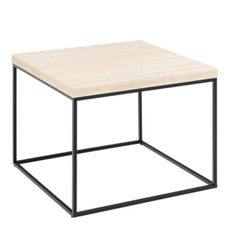 Image of Furniture To Go Barossa Coffee Table With Light Oak Top & Black Steel Base 60Cm