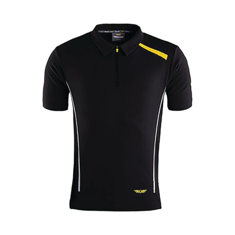 Image of Trojan Trojan Mens Black Polo T-Shirt L 18L4305