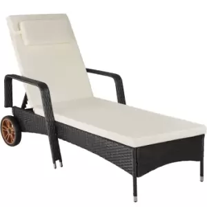 Tectake Caroline Rattan Sun Lounger - Black