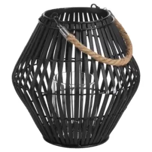 image of Black Rattan Small Convex Lantern