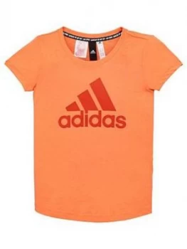 Image of Boys, adidas Youth Badge Of Sport Tee - Orange, Size 11-12 Years