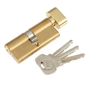 image of Yale Brass-plated Single Euro Thumbturn Cylinder lock (L)80mm (W)29mm