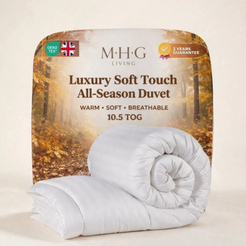Image of MHG Living Luxury 10.5 Tog All Season Duvet - Soft Touch Striped Microfibre - Breathable & Hypoallergenic - Oeko-Tex - King