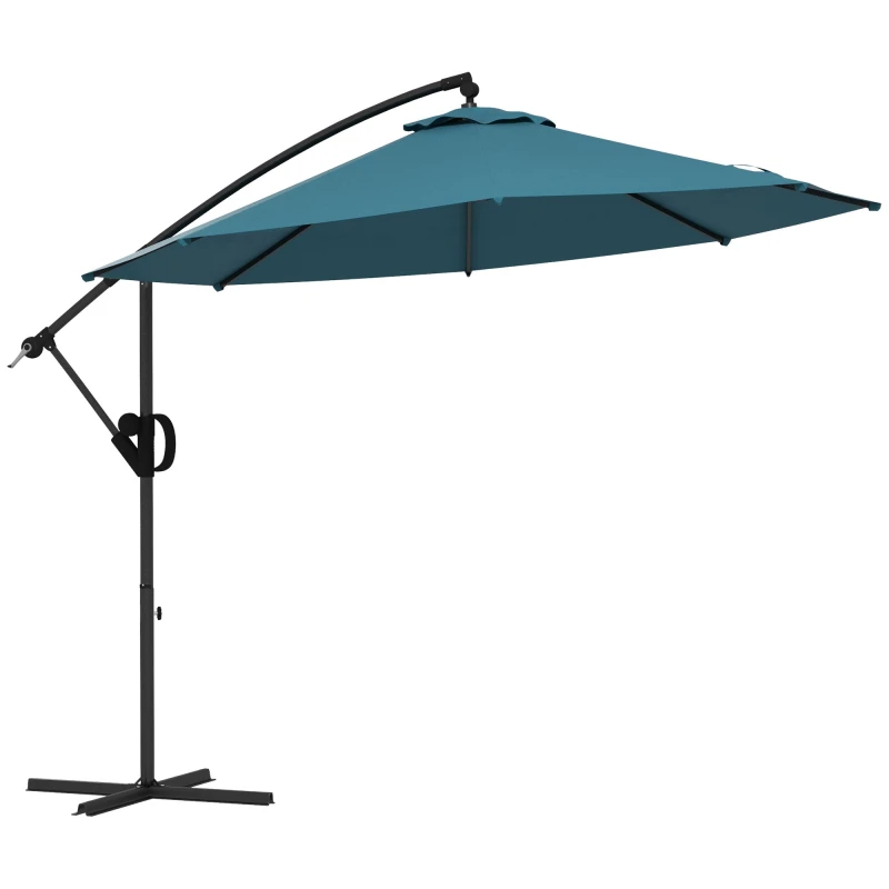 Image of Outsunny Outsunny - 3(m) Cantilever Parasol, Banana Parasol with, Crank Handle, Tilt and 8 Ribs for Outdoor Pool, Garden, Balcony Blue - Blue 50567255
