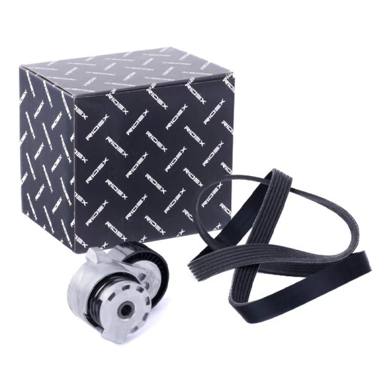 Image of RIDEX 542R0553 V-ribbed belt set Check alternator freewheel clutch & replace if necessary V-Ribbed Belt Set (542)