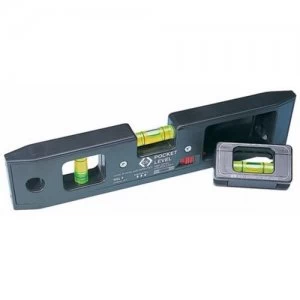 image of C.K Tools 210mm Magnetic Pocket Spirit Bubble Level with Detachable Mini Level