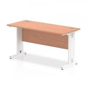 Image of Trexus Desk Rectangle Cable Managed White Leg 1400x600mm Beech Ref