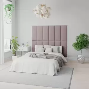 Image of Aspire Easymount Wall Mounted Upholstered Panels Modular Diy Headboard In Plush Velvet Fabric Blush (pack Of 2)