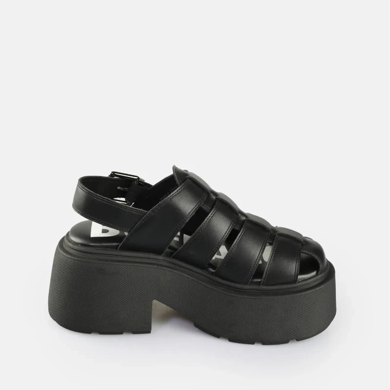 Image of Buffalo Womens wedge sandals Buffalo Vicious Fisher - Vegan Nappa Noir Female 39