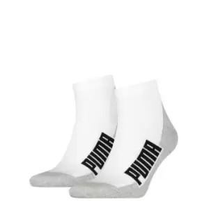 image of Puma 2 Pack BWT Cushioned Quarter Socks - White