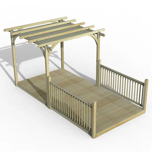 image of 8' x 16' Forest Pergola Deck Kit with Retractable Canopy No. 4 (2.4m x 4.8m)