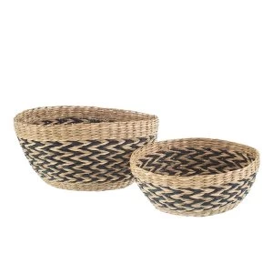 image of Sass & Belle (Set of 2) Black Chevron Seagrass Decorative Bowls