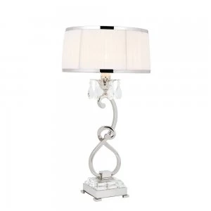 Image of 1 Light Medium Table Lamp Polished Nickel Plate with White Shade, E14